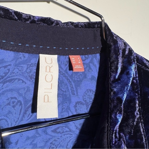 Pilcro Anthropologie Mara Relaxed Velour Button Down Shirt - Picture 9 of 13